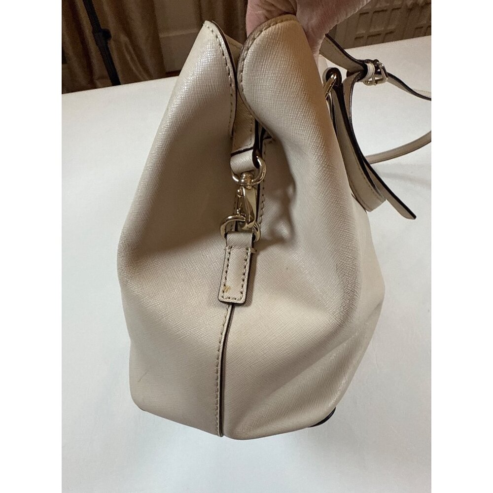 Kate Spade New York Beige Leather Crossbody Tote Handbag Gold Hardware - Picture 4 of 12